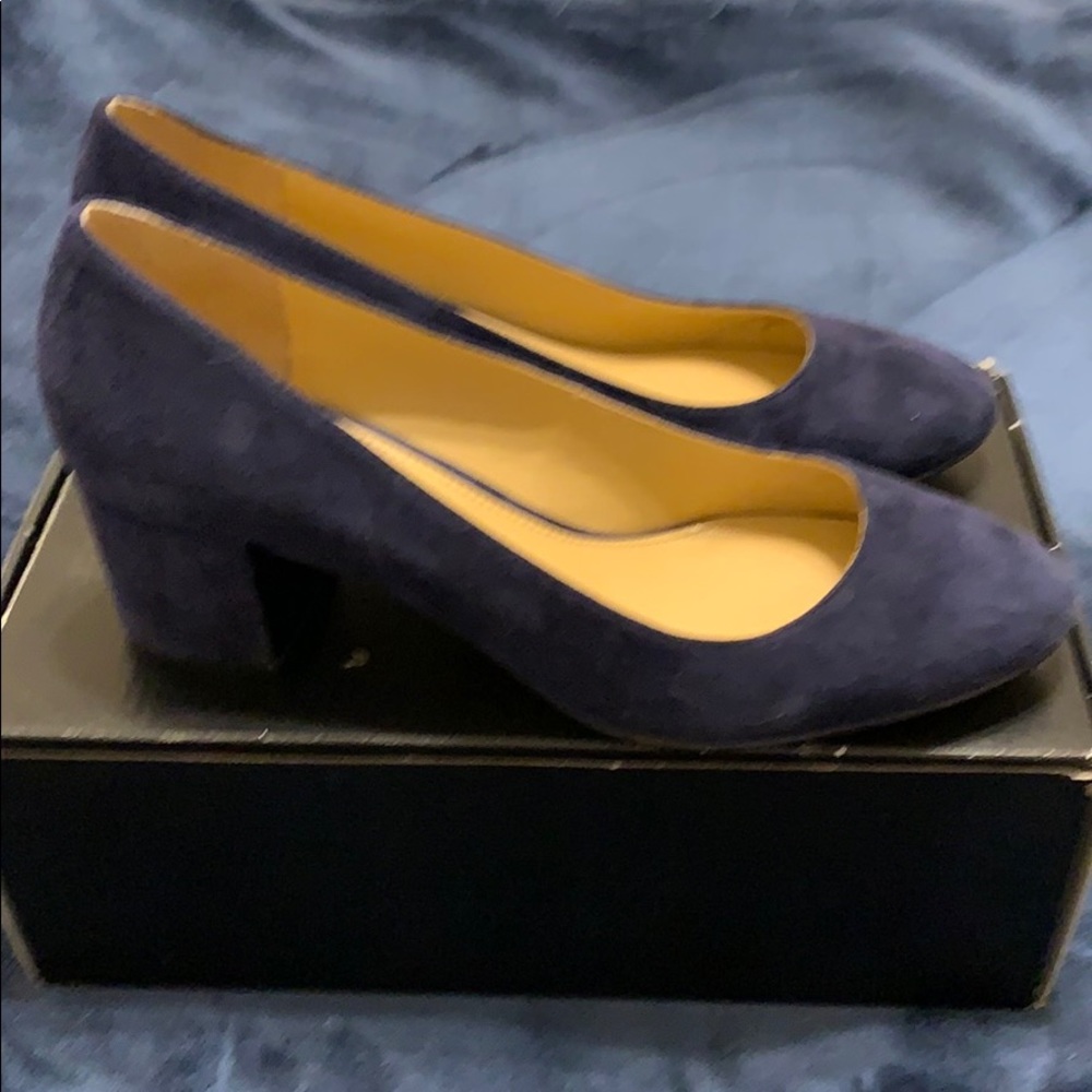 Navy suede heels